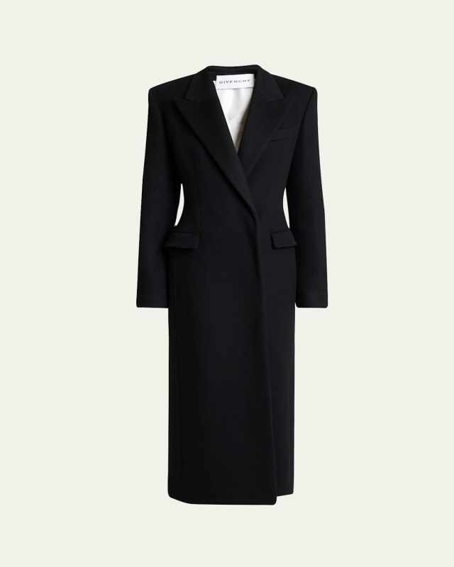 Wool Double-Breasted Cinched Coat